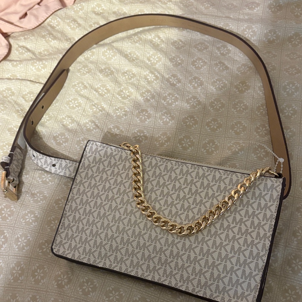 Michael Kors Cream and Gold Belt Bag
